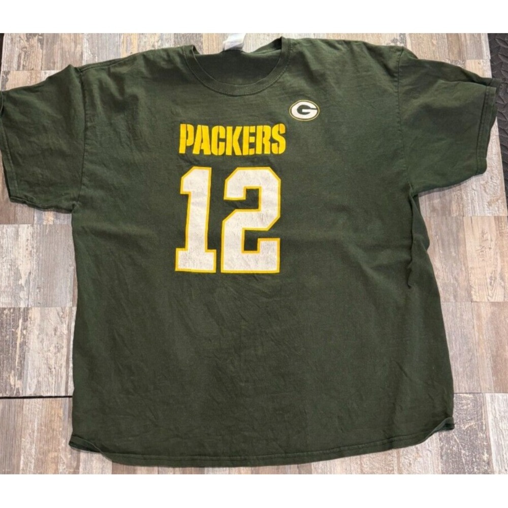Green Bay Packers NFL Team Apparel Football T-Shirt 2XL #12 Aaron Rodgers